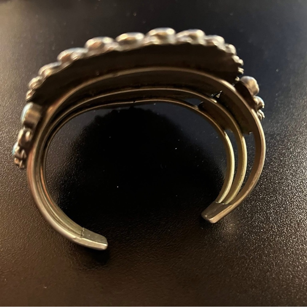 Turquoise Silver Statement Cuff - image 6